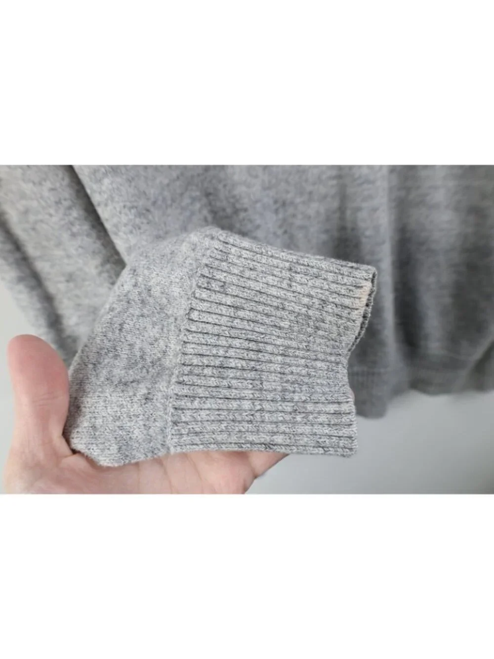 Vintage Y2K Gap Mens Large Blank Cotton Jersey Knit Hoodie Sweater Heather Gray - Picture 7 of 11